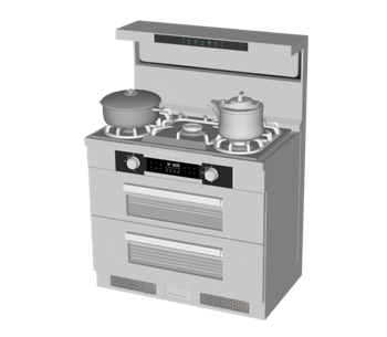 [厨房]集成灶台锅头 SU模型免费库