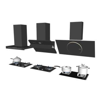 抽油烟机和燃气灶锅头厨具厨房SU模型 SU模型下载