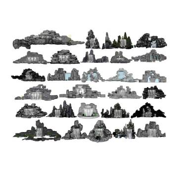 假山流水瀑布景观SU模型 SU模型下载