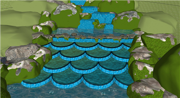 [景观]鱼鳞状叠水 草图大师模型库