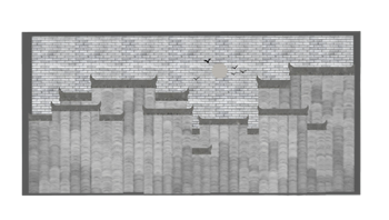 [装饰]中式禅意徽派背景墙 su模型素材