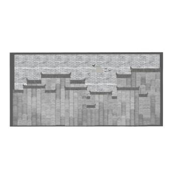 中式禅意徽派背景墙装饰SU模型 SU模型下载