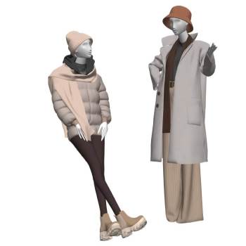 冬装服装假人模特服饰SU模型 SU模型下载