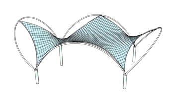 [建筑]异形张拉膜遮阳棚 SU模型素材免费