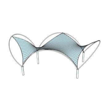 异形张拉膜遮阳棚建筑SU模型 SU模型下载