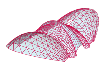 [建筑]红线条异形张拉膜建筑 sketchup模型下载