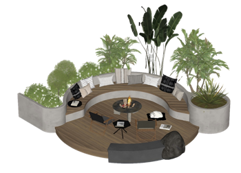 [景观]现代自然风的户外下沉式休闲区 草图大师免费模型