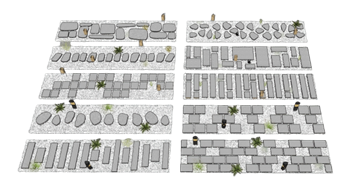 [景观]汀步石步道石板路 草图大师模型下载