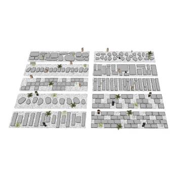 汀步石步道石板路景观SU模型 SU模型下载