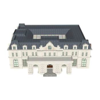 简欧风格售楼中心售楼处建筑SU模型 SU模型下载