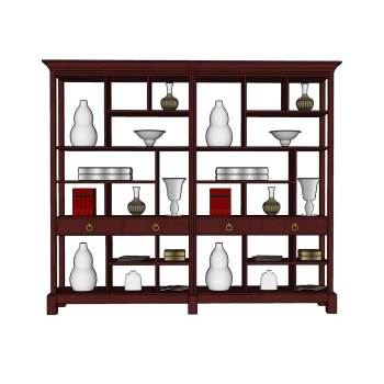 中式博古架柜子SU模型 SU模型下载