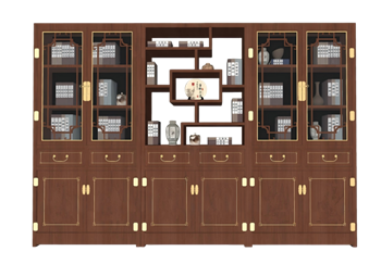 [柜子]中式书柜书架博古展示架 su模型素材