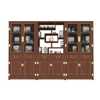 中式书柜书架博古展示架柜子SU模型 SU模型下载