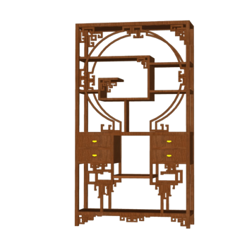 [柜子]中式博古架 su模型素材免费