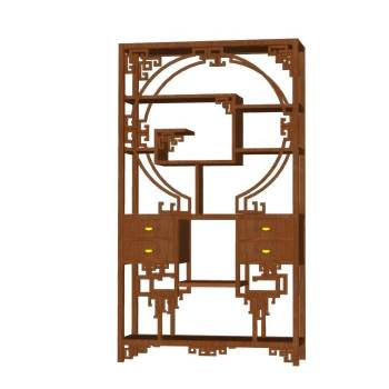 中式博古架柜子SU模型 SU模型下载