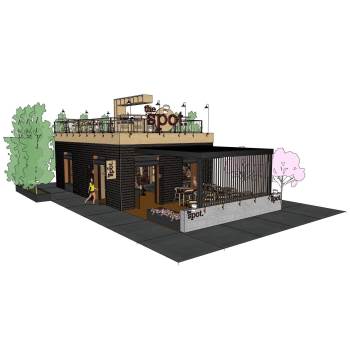 奶茶店咖啡厅商业SU模型 SU模型下载