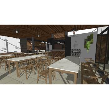 咖啡厅餐饮店空间商业SU模型 SU模型下载