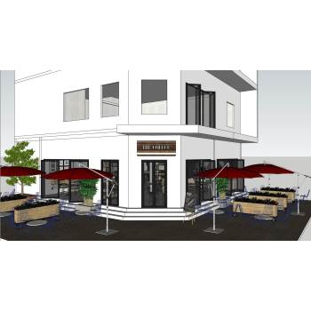 转角咖啡屋咖啡厅商业SU模型 SU模型下载