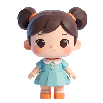 矢量图:卡通小女孩人物C4D元素