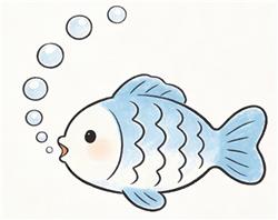 简笔画:吐泡泡的小鱼卡通