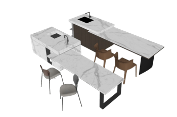 [厨房]岛台吧台柜岛水台 免费SU模型