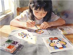 水彩画:年轻人开始沉浸“拼豆”