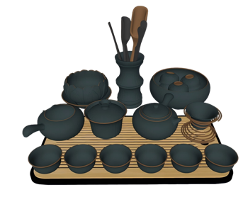 [装饰]一套的茶具茶壶茶杯 SU模型免费素材