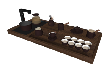 [装饰]中式功夫茶台茶具茶壶茶杯等 SU模型素材网站