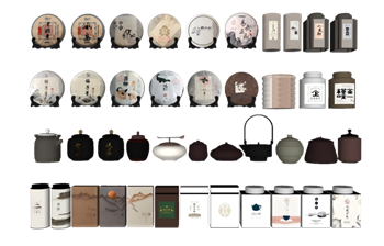 [装饰]茶具 茶壶 茶罐 茶杯 草图官方模型下载