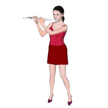 吹笛子女子人物SU模型 SU模型下载