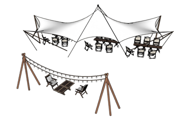 [桌子]露营桌椅张拉膜天幕 SU素材库