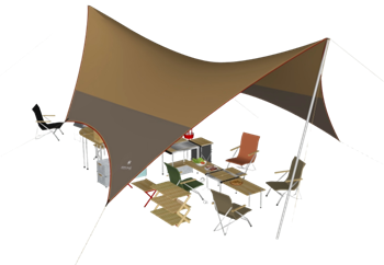 [桌子]张拉膜天幕露营桌椅 sktetchup素材库