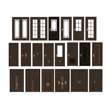 中式室内门集合门窗SU模型 - SU模型免费下载_sketchup模型