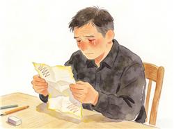 水彩画:小学生写的信把爸爸看哭了