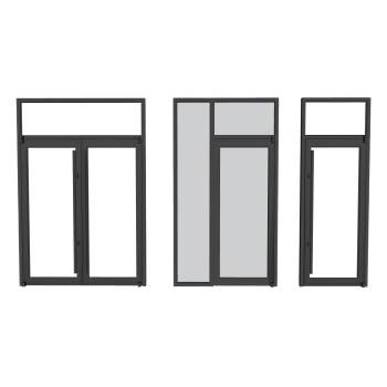 金属门把手双开玻璃门门窗SU模型 SU模型下载