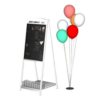 [装饰]咖啡店广告牌立式菜单板和气球 sketchup模型下载