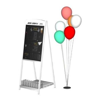 咖啡店广告牌立式菜单板和气球装饰SU模型 SU模型下载