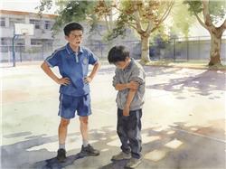 水彩画:“校园小霸王”难再横行