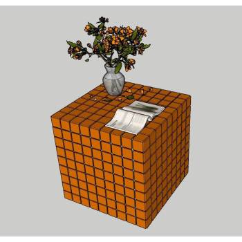 魔方造型桌子花瓶桌子SU模型 SU模型下载