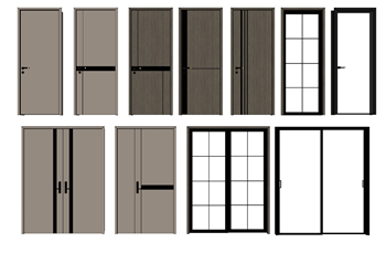 [门窗]室内门 移门 厨房门 草图大师模型下载