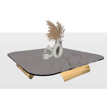 现代轻奢风格的茶几桌子SU模型 SU模型下载