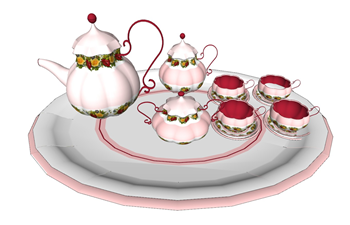 [装饰]田园风格的英式下午茶茶具 SU免费模型下载