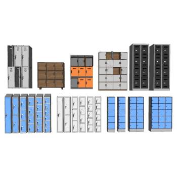 储物柜寄存柜更衣柜柜子SU模型 SU模型下载