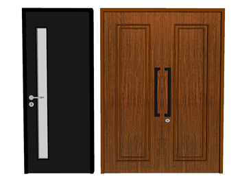 [门窗]室内单开门和双开门 SU模型网