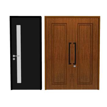 室内单开门和双开门门窗SU模型 SU模型下载