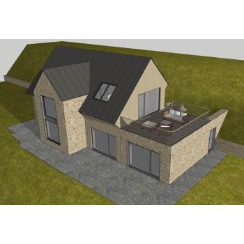 坡屋顶民宿住宅建筑SU模型 SU模型下载