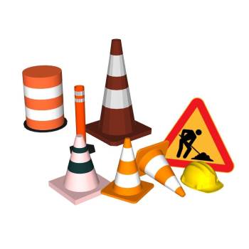 交通锥施工安全帽交通SU模型 SU模型下载