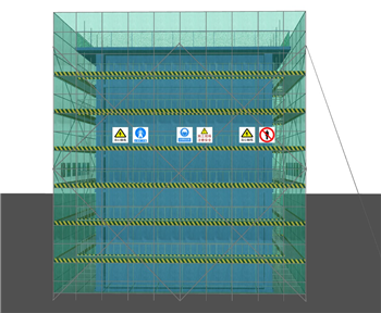 [建筑]建筑施工阶段的外脚手架防护安全网 SU模型素材网站