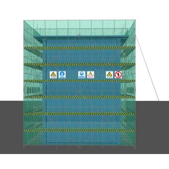 建筑施工阶段的外脚手架防护安全网建筑SU模型 SU模型下载