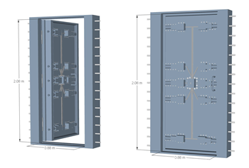 [门窗]高安全等级的防爆门  金库门 草图大师模型库